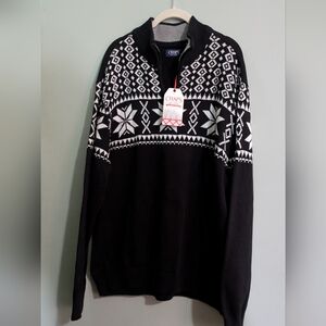 NEW Chaps Zip-Up Sweater Snowflake Men's *BIN